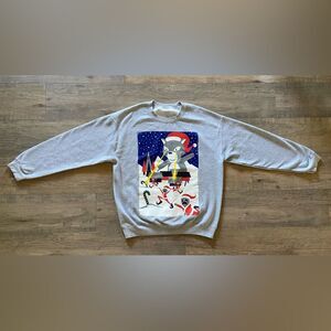 Well Worn Los Angeles womens size large dog lazer destroyer eyes holiday sweater